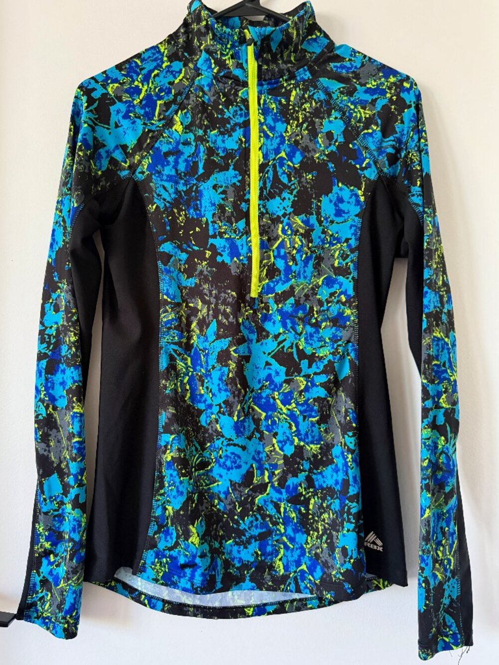 RBX Women's Quarter Zip Athletic Pullover Small Blue Floral Active Top